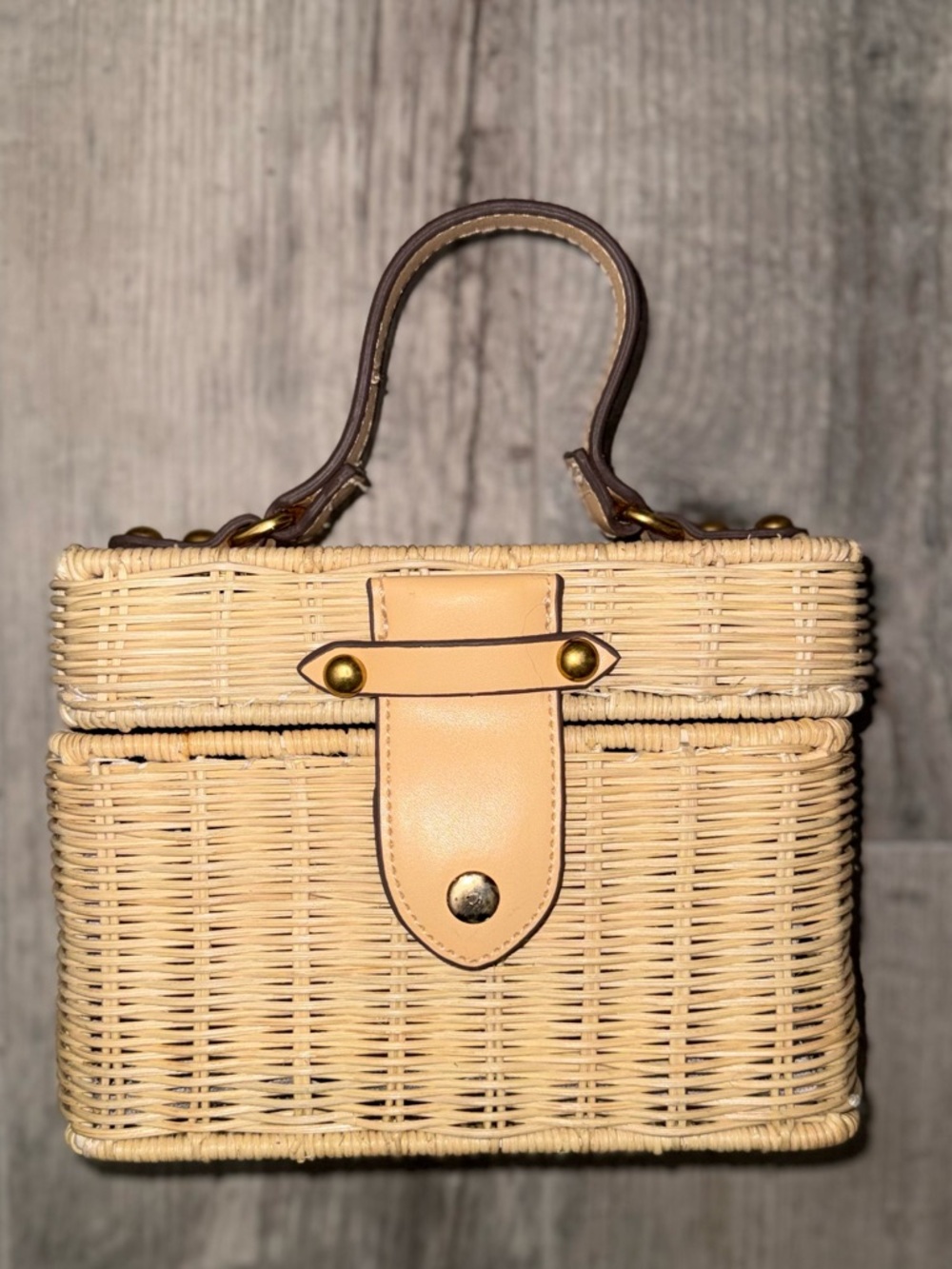 Banana Republic Woven Mini Top-Handle Bag in Natural Beige